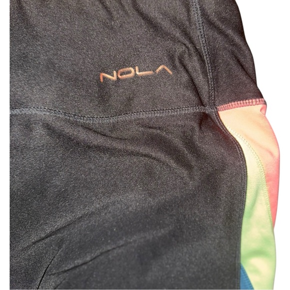 NOLA Athletic Leggings Colorblock Black Pink Green Blue Size 2X 22/24 - Picture 4 of 6